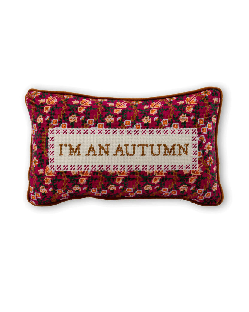 Maroon Combo - I'm An Autumn Needlepoint Pillow - Furbish Studio