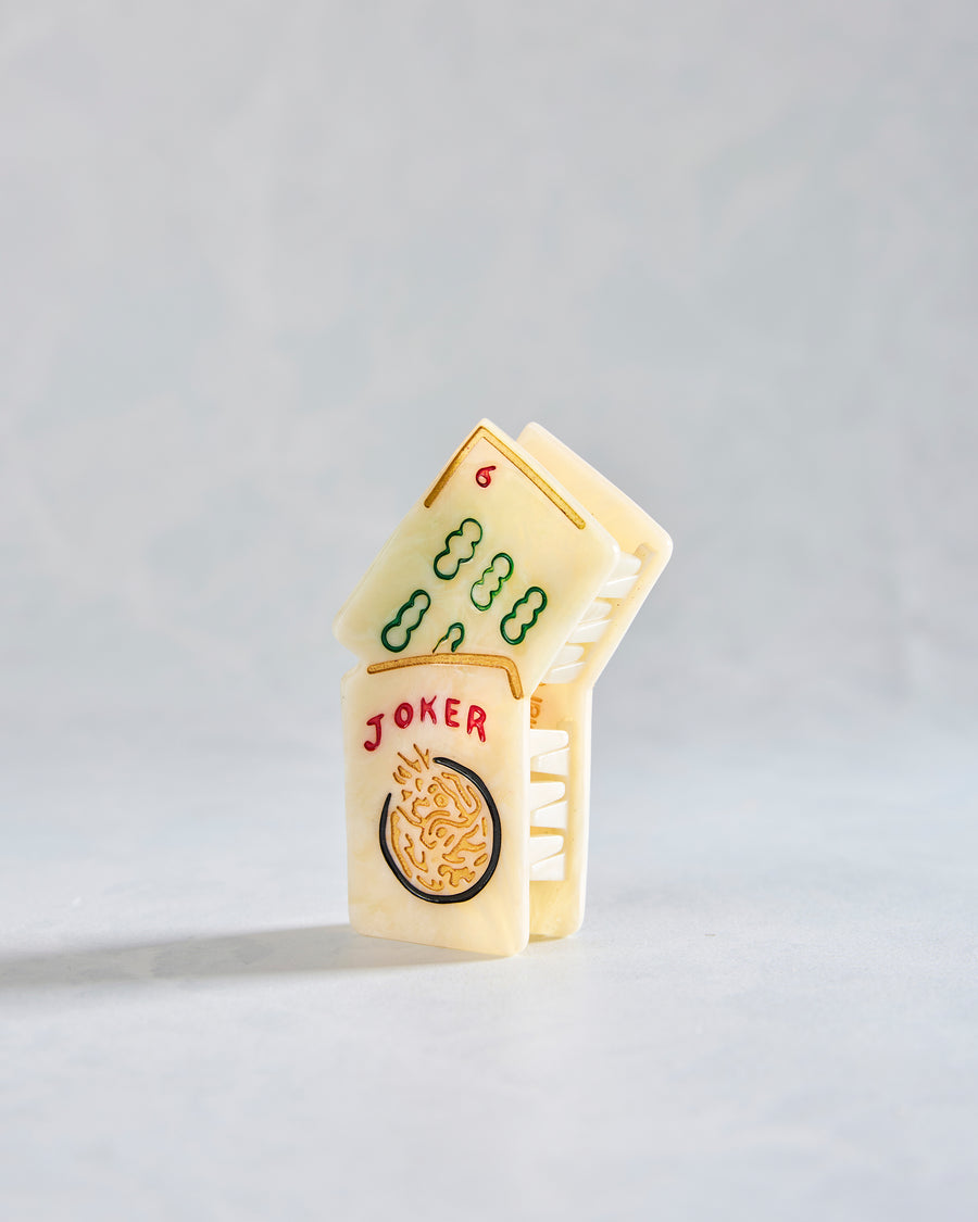 Ivory Combo - Hand Painted Mini Flower Mahjong Claw Clip - Solar Eclipse - Printfresh