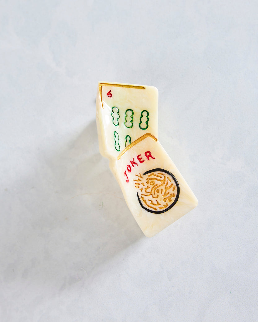 Ivory Combo - Hand Painted Mini Flower Mahjong Claw Clip - Solar Eclipse - Printfresh