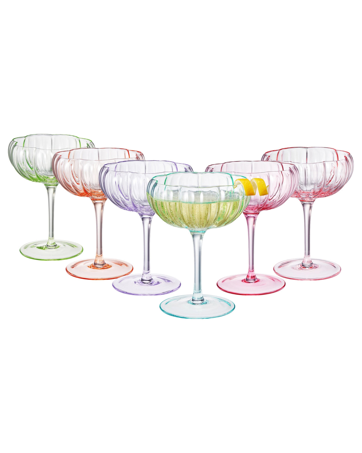 Multi Combo - Flower Coupe Cocktail Glasses Set of 6 - The Wine Savant - Printfresh