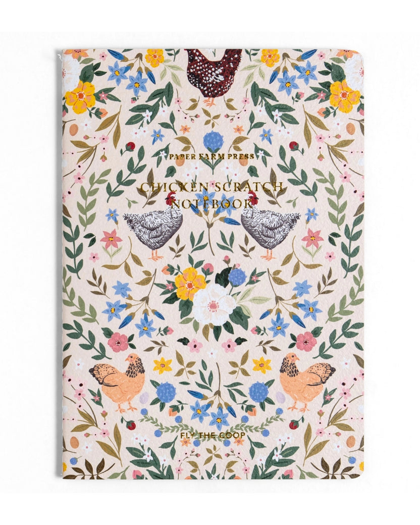 Multi - Chickens & Flowers Stitched Notebook - Paper Farm Press