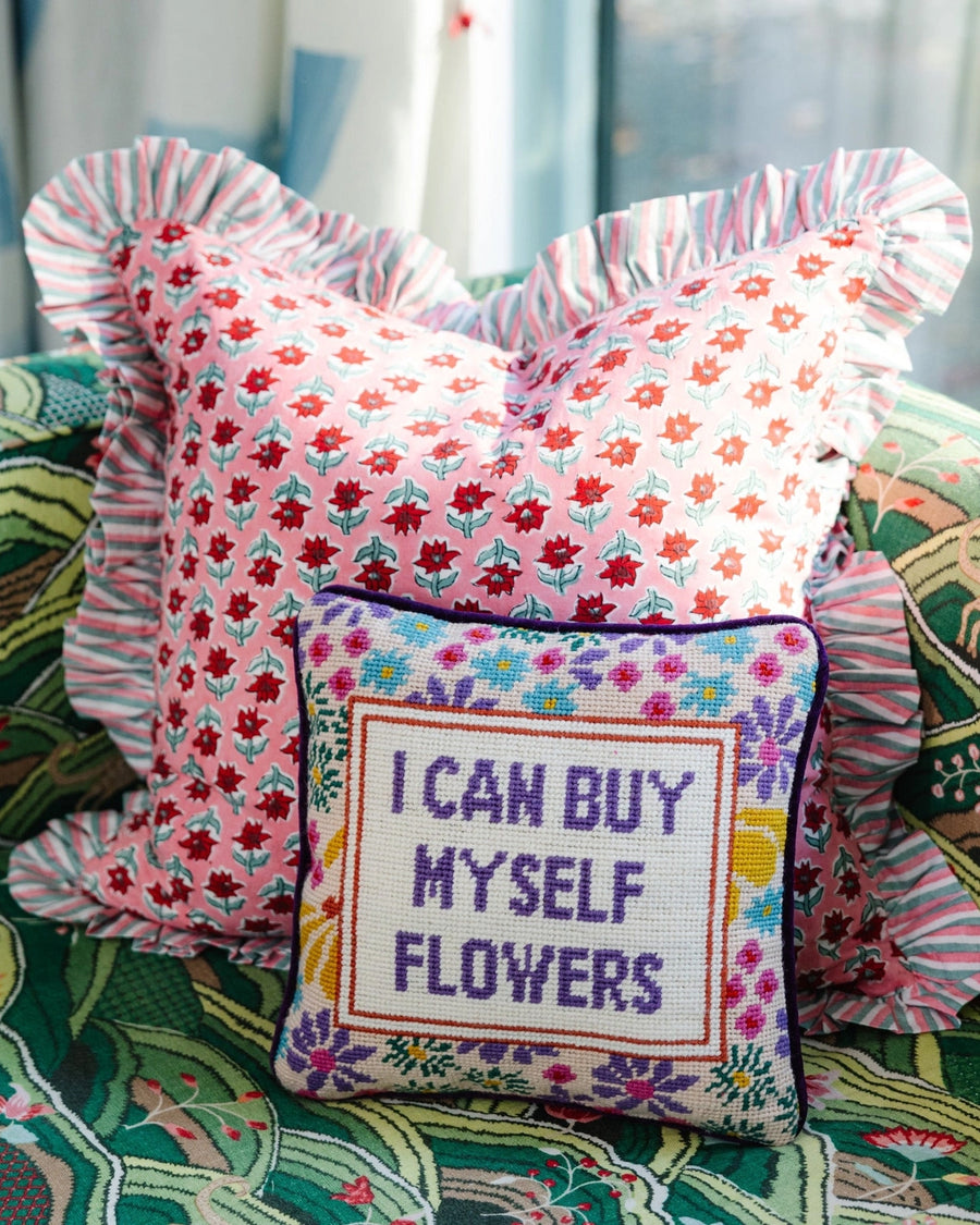 Multi - Flowers Needlepoint Pillow - Furbish - Printfresh