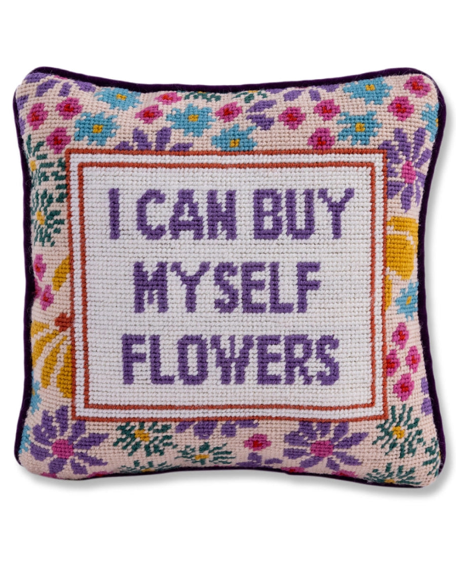 Multi - Flowers Needlepoint Pillow - Furbish - Printfresh