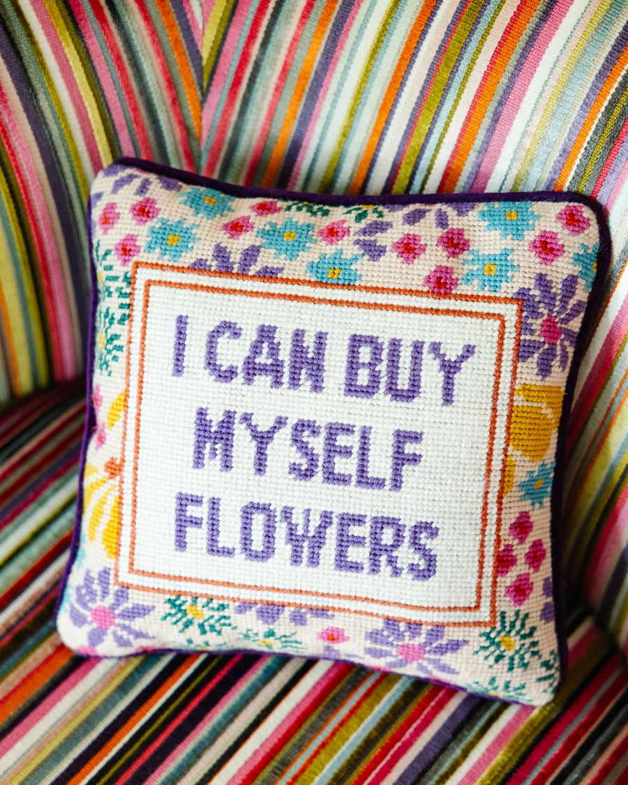 Multi - Flowers Needlepoint Pillow - Furbish - Printfresh