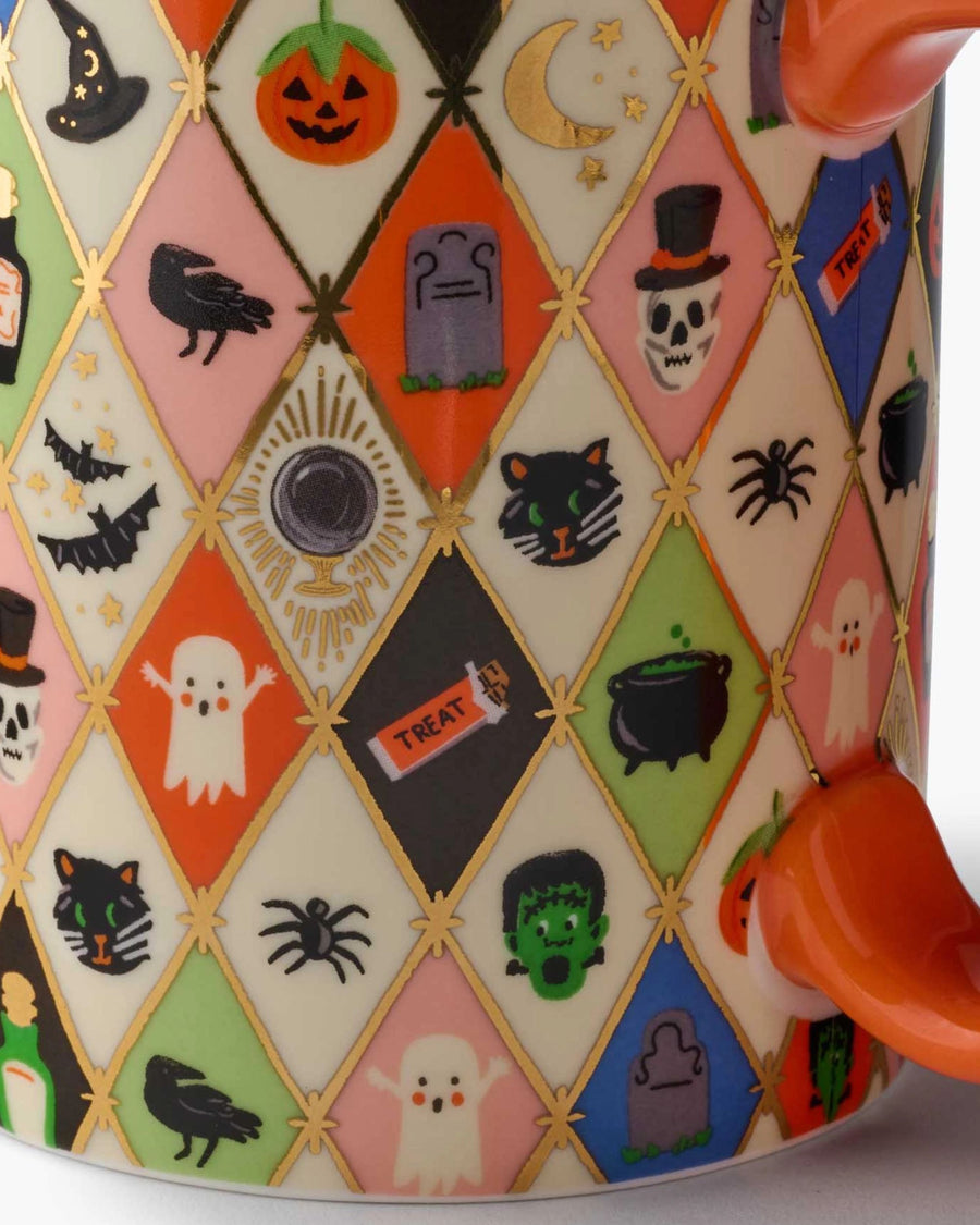 Multi - Halloween Argyle Porcelain Mug - Rifle Paper Co.