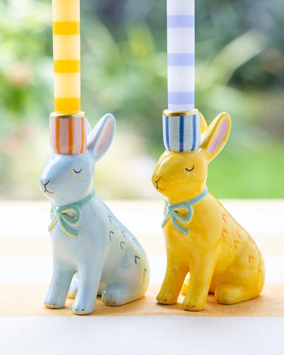 Multi - Hand Painted Ceramic Bunnies Candle - Talking Tables USA - Printfresh