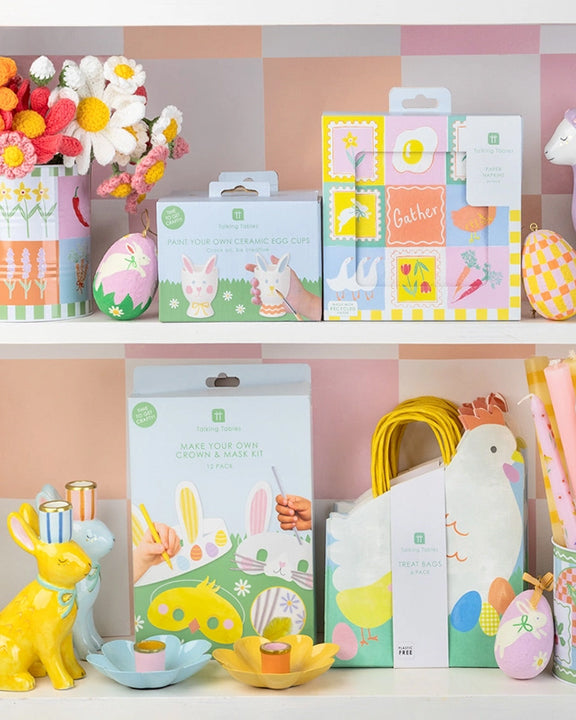 Multi - Hand Painted Ceramic Bunnies Candle - Talking Tables USA - Printfresh