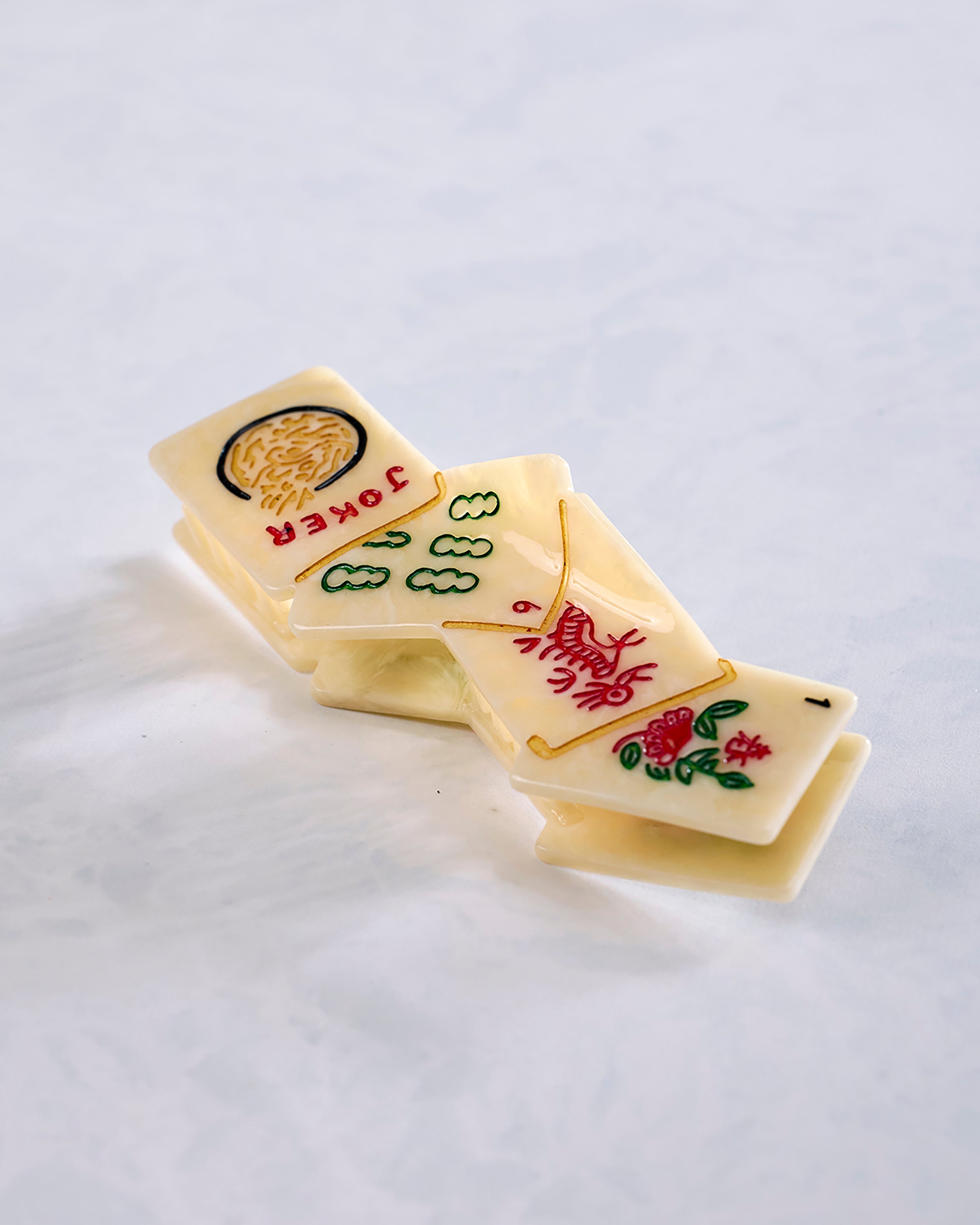 Multi - Hand Painted Mahjong Oversize Claw Clip - Solar Eclipse