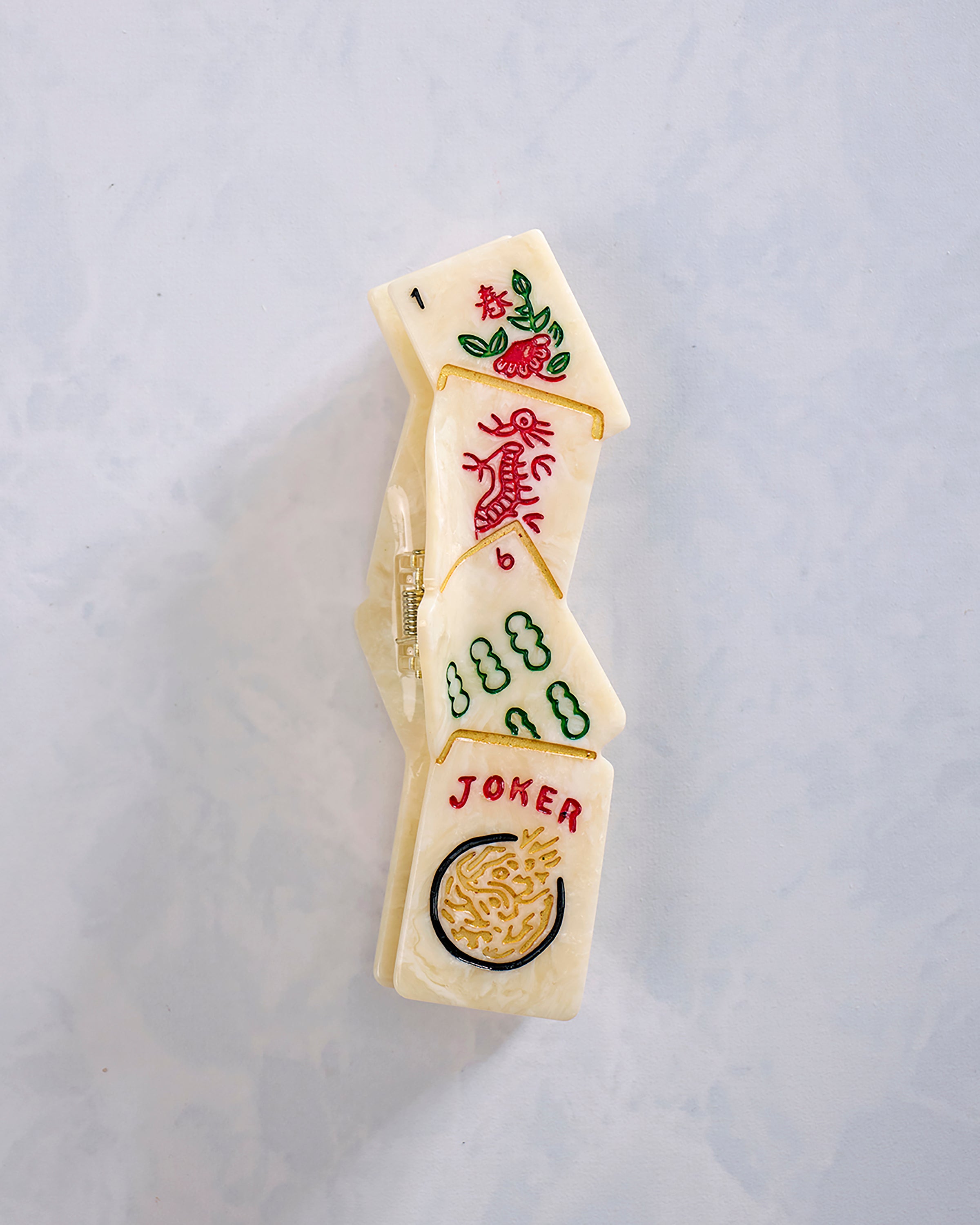 Multi - Hand Painted Mahjong Oversize Claw Clip - Solar Eclipse