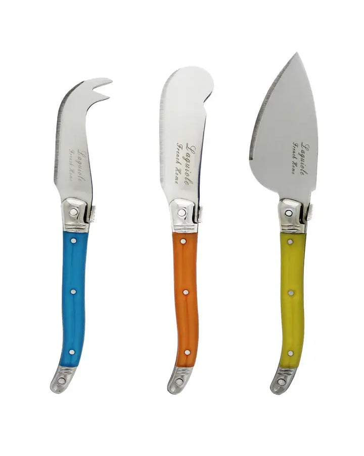 Multi - Laguiole 3-Piece Jewel Colored Cheese Knife Set - French Home - Printfresh