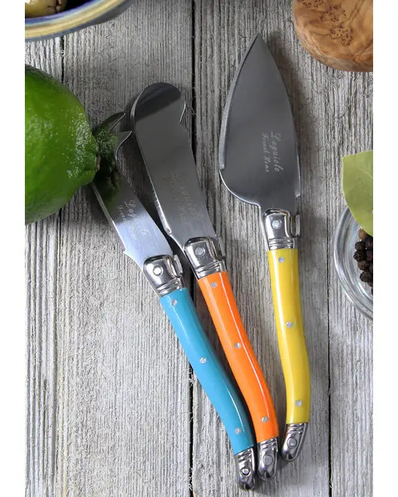 Multi - Laguiole 3-Piece Jewel Colored Cheese Knife Set - French Home - Printfresh