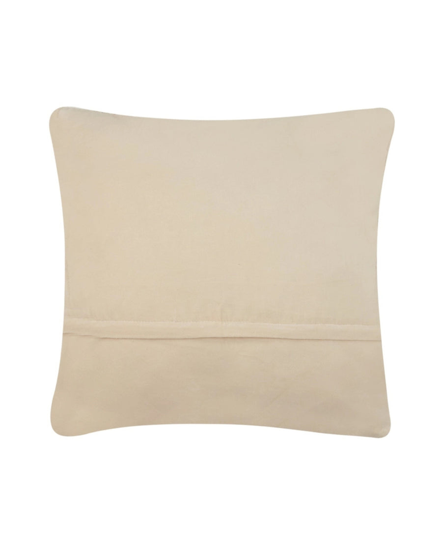 Back view of the lobster-design pillow showing its plain light cream backing and horizontal seam.