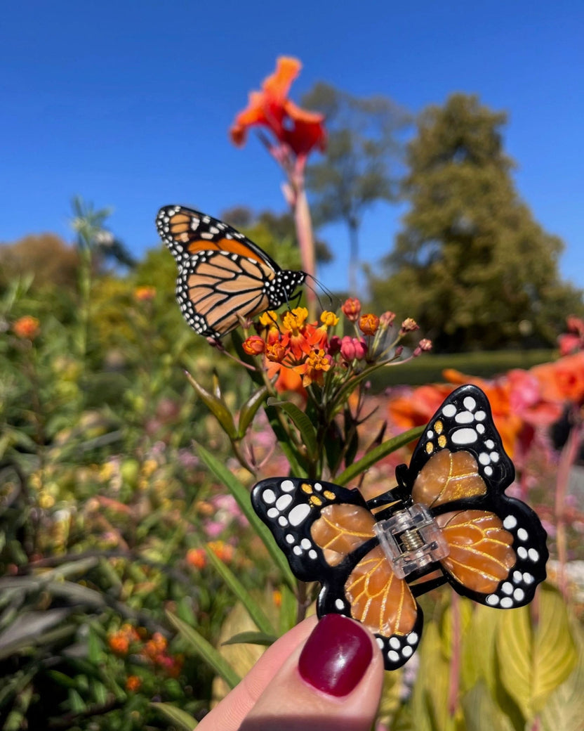 Orange Combo - Hand Painted Mini Monarch Butterfly Claw Hair Clip - Solar Eclipse