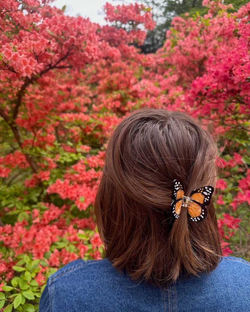 Orange Combo - Hand Painted Mini Monarch Butterfly Claw Hair Clip - Solar Eclipse