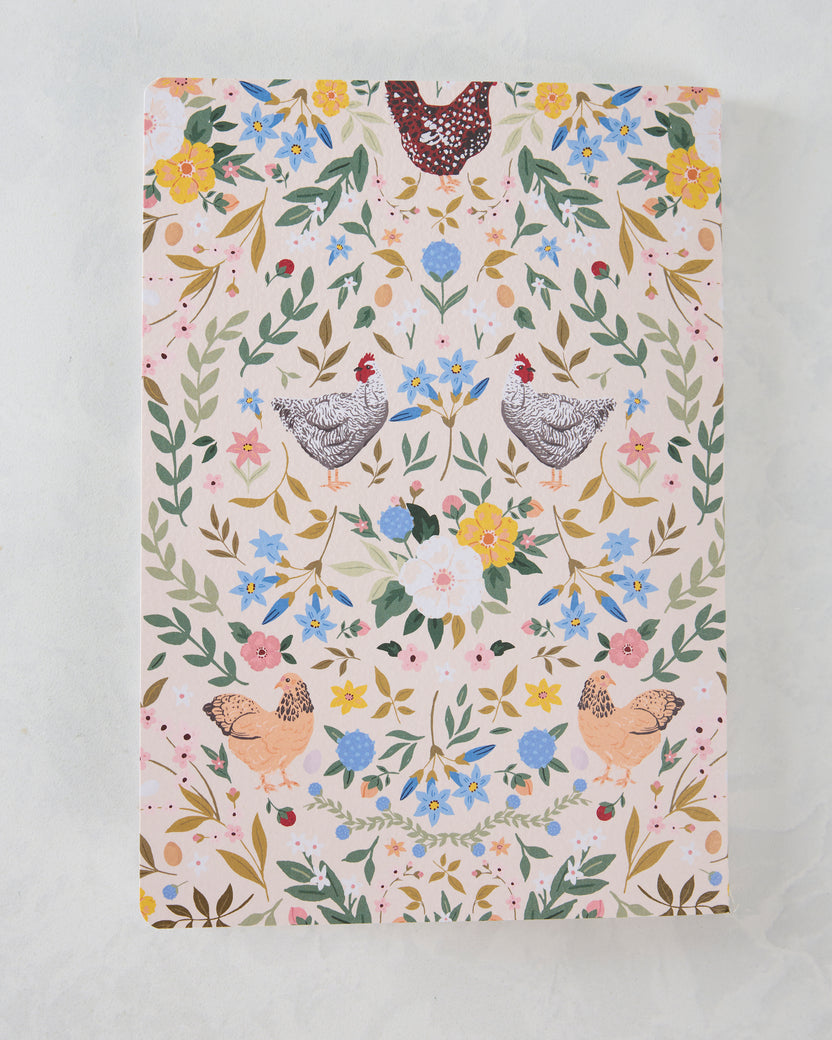 Multi - Chickens & Flowers Stitched Notebook - Paper Farm Press