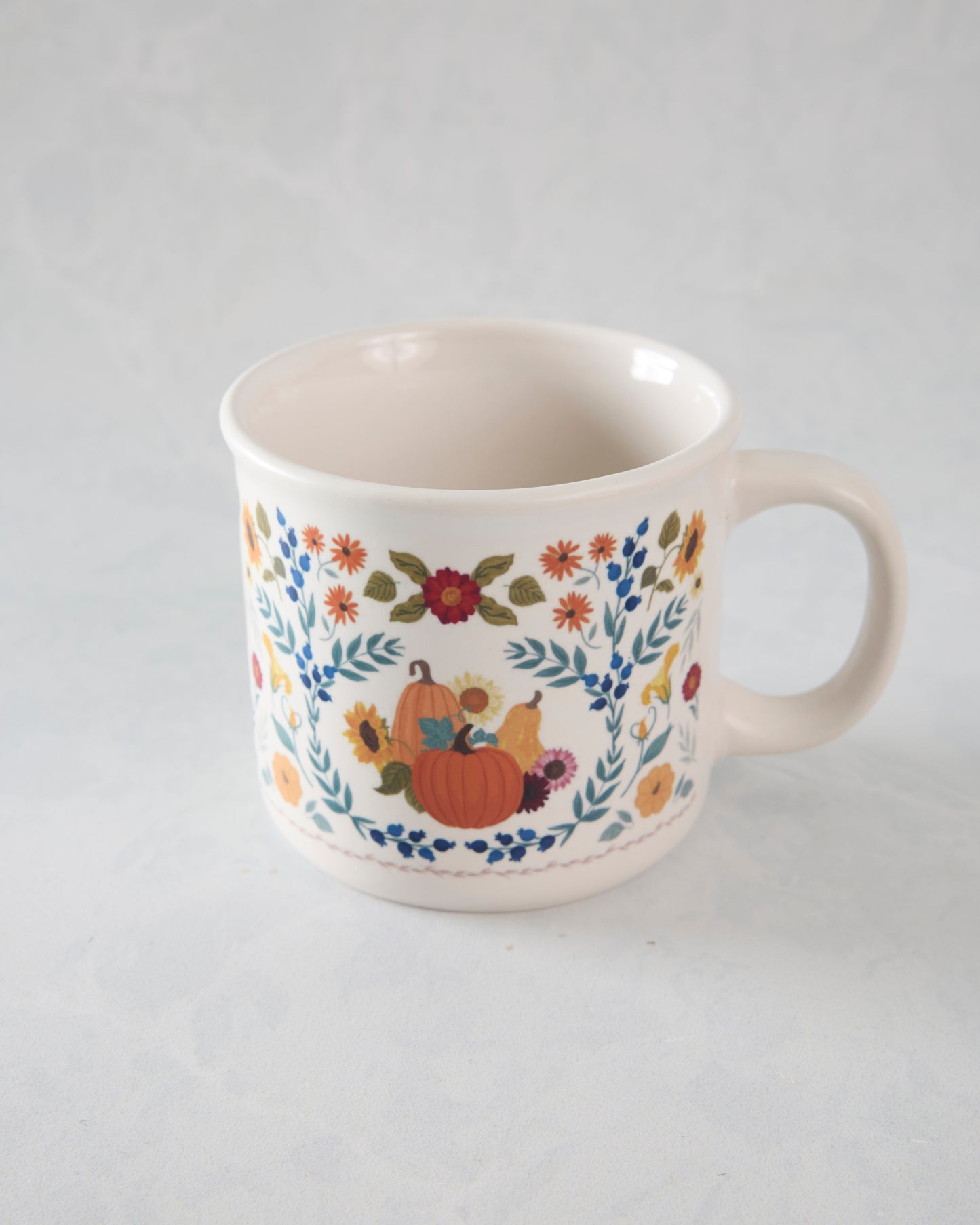 Orange Combo - Pumpkin Folk Floral Fall Ceramic Mug - Paper Farm Press