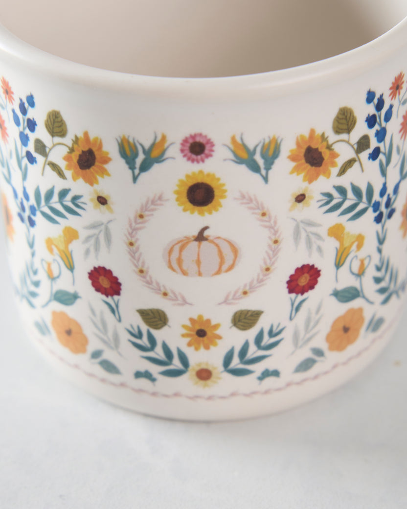 Orange Combo - Pumpkin Folk Floral Fall Ceramic Mug - Paper Farm Press