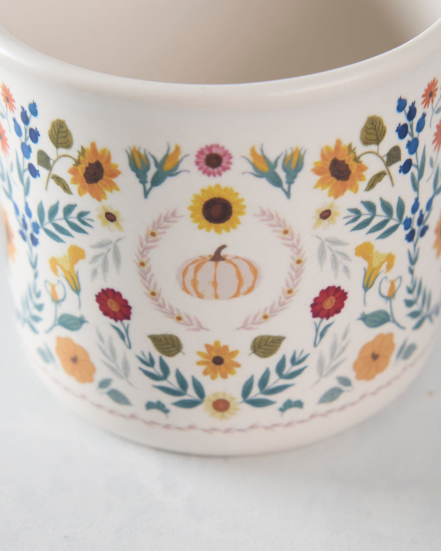 Orange Combo - Pumpkin Folk Floral Fall Ceramic Mug - Paper Farm Press