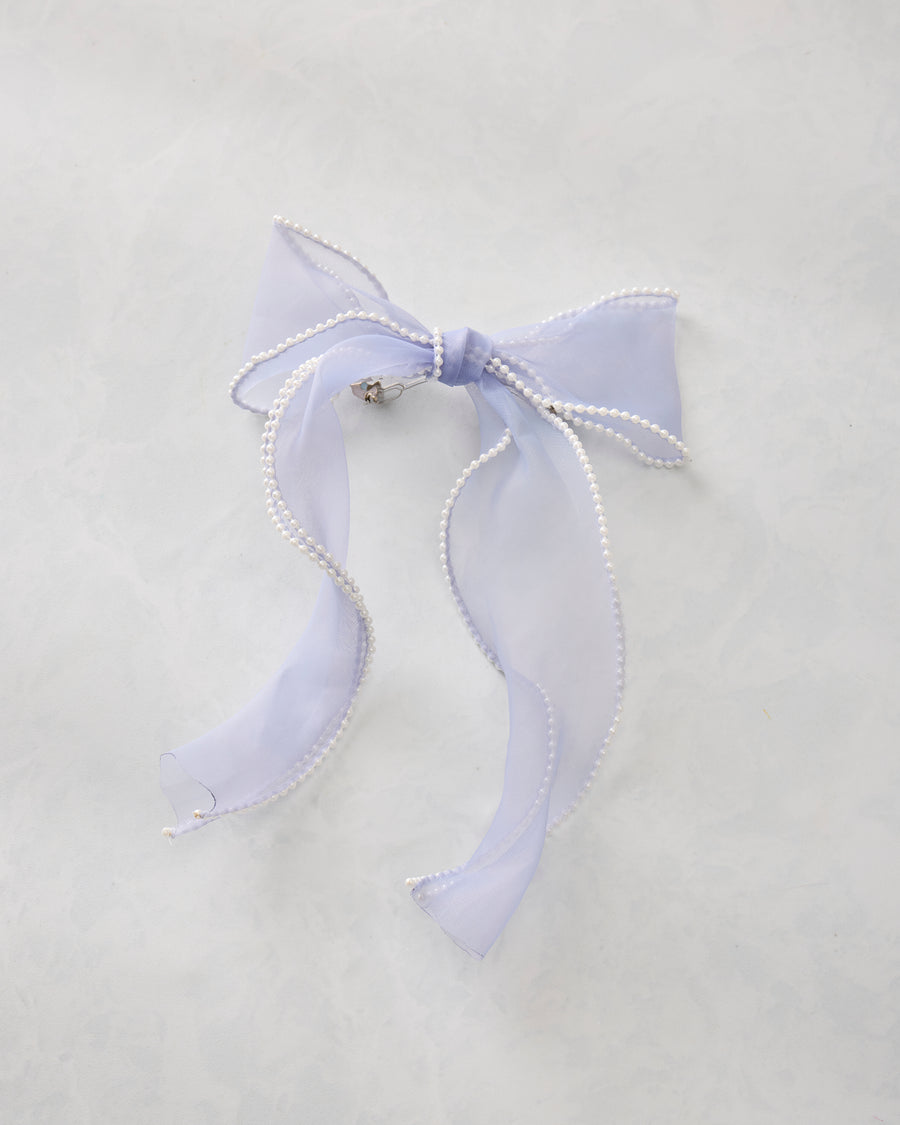 Light Blue - Pearl Bow Barrette - L. Erickson - Printfresh