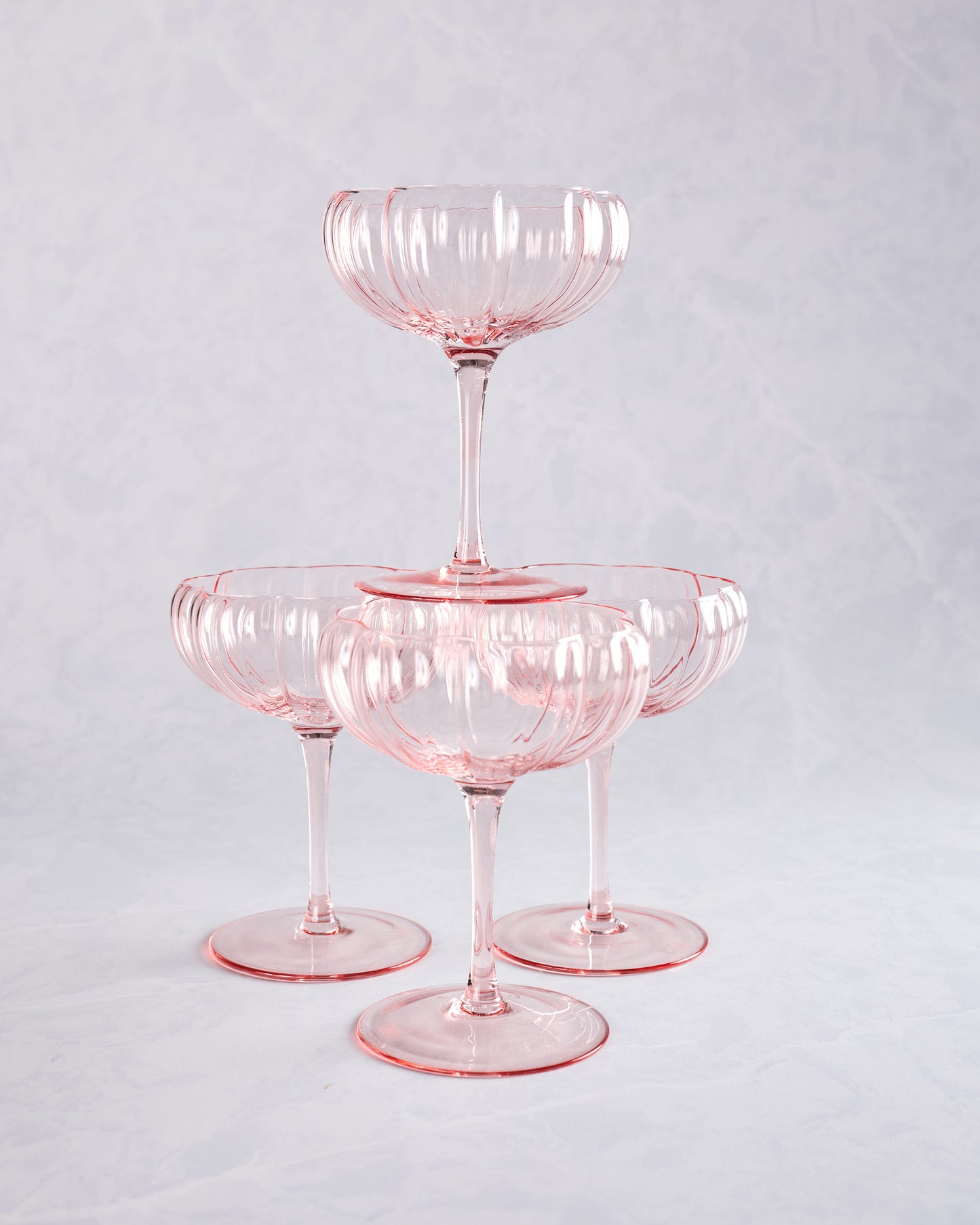 Pink  - Pink Flower Coupe Set - The Wine Savant - Printfresh