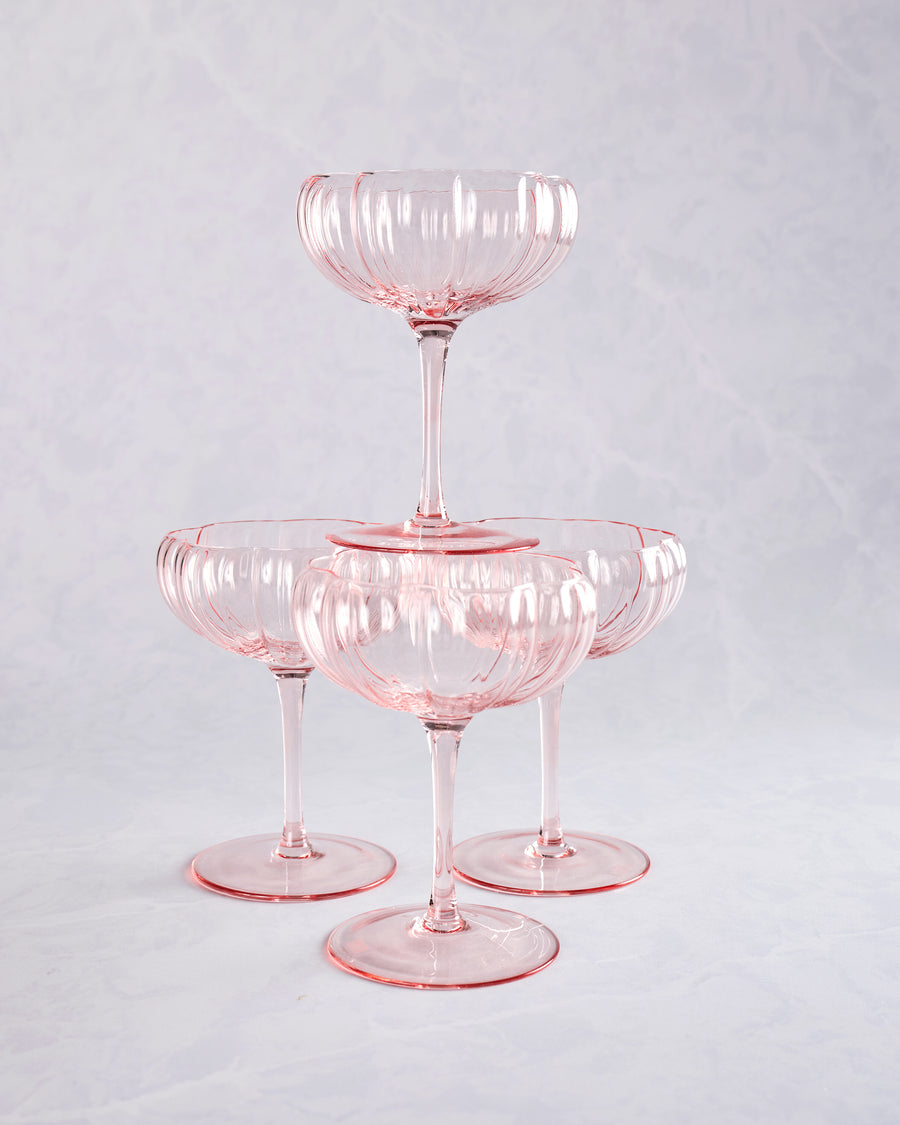 Pink  - Pink Flower Coupe Set - The Wine Savant - Printfresh