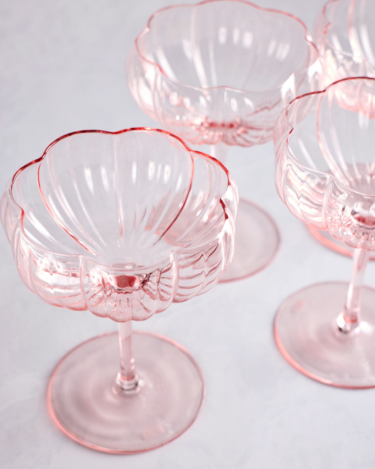 Pink  - Pink Flower Coupe Set - The Wine Savant - Printfresh