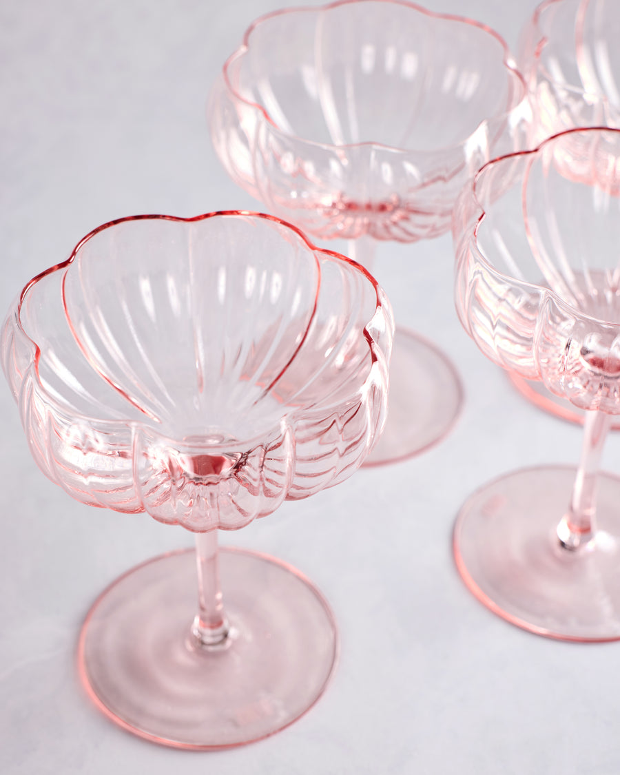 Pink  - Pink Flower Coupe Set - The Wine Savant - Printfresh