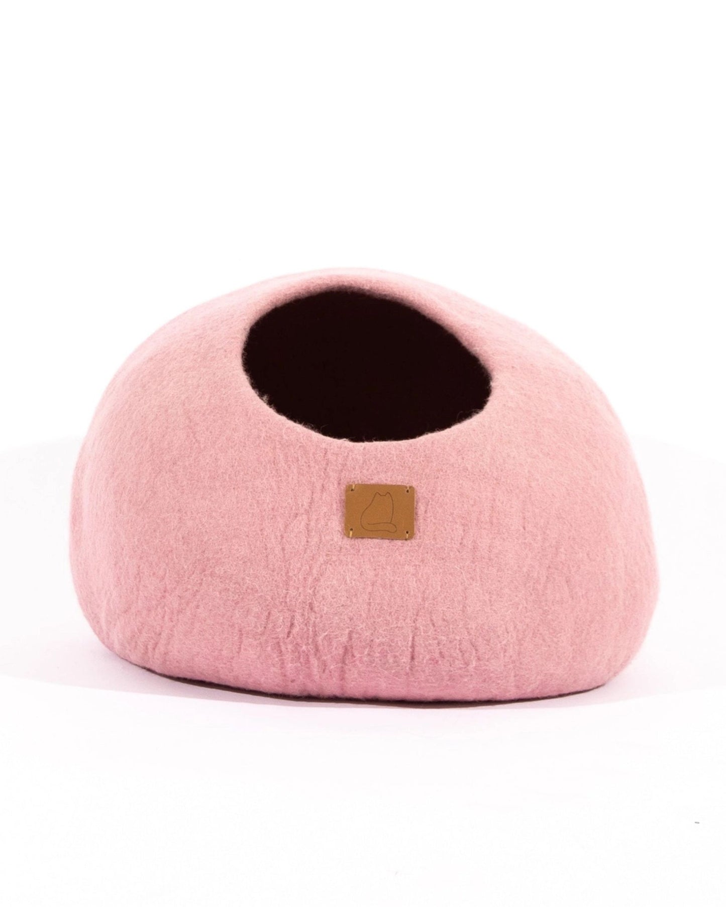 Pink - Premium Felted Wool Cat Cave Bed - Fuzzy cove
