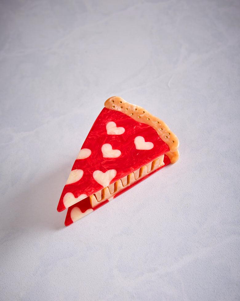 Red Heart Combo - Hand Painted Pizza Claw Hair Clip - Solar Eclipse - Printfresh