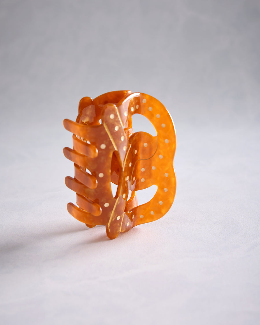 Brown Combo - Hand Painted Pretzel Hair Claw Clip - Solar Eclipse - Printfresh