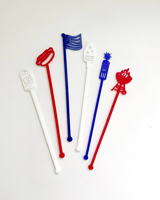 Red/White/Blue - July 4th Stir Stick Set - Lucky Lemon Paper Co - Printfresh