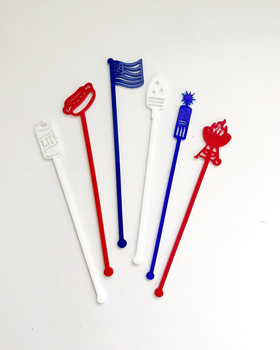 Red/White/Blue - July 4th Stir Stick Set - Lucky Lemon Paper Co - Printfresh