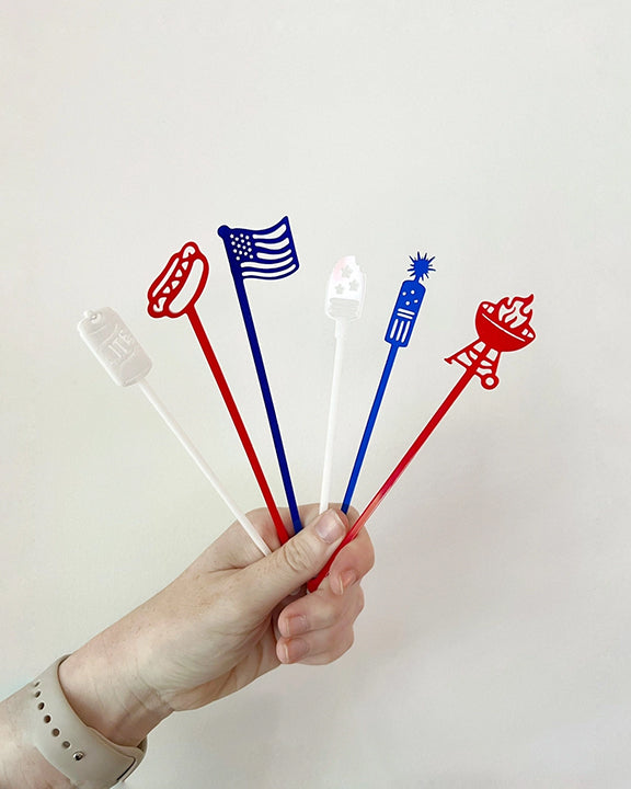 Red/White/Blue - July 4th Stir Stick Set - Lucky Lemon Paper Co - Printfresh