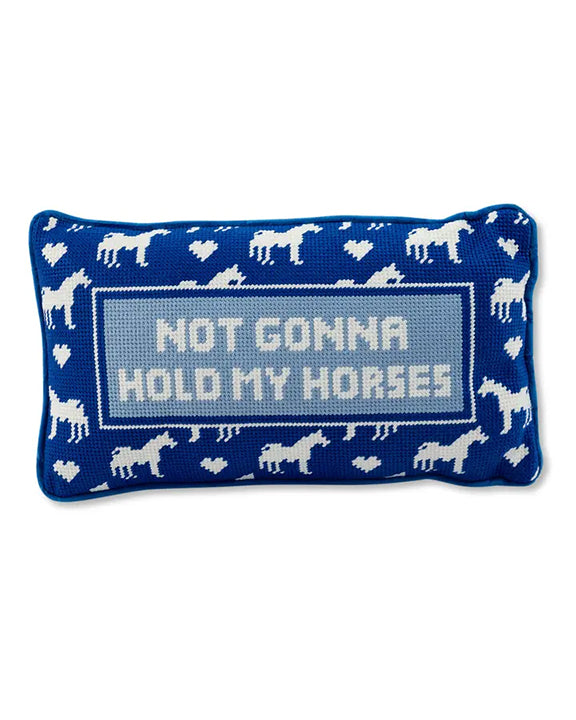 Royal Blue Combo - Hold My Horses Needlepoint Pillow - Furbish - Printfresh