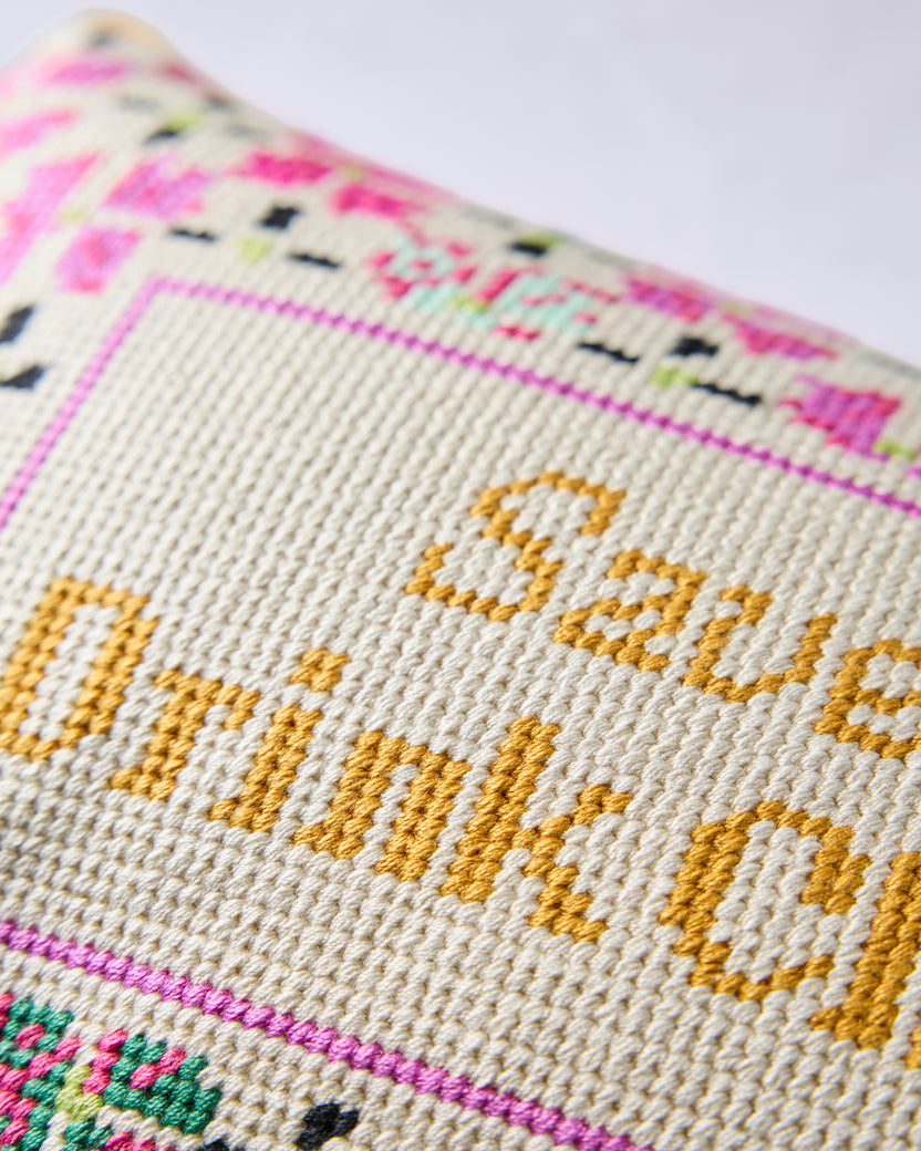 Ivory - Drink Champagne Needlepoint Pillow - Furbish Studio