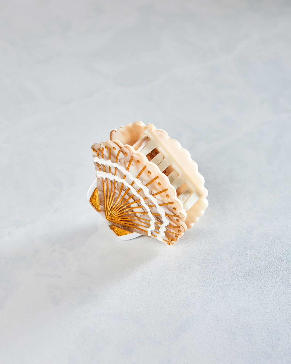 Golden Seashell - Hand-Painted Claw Hair Clip - Solar Eclipse - Printfresh