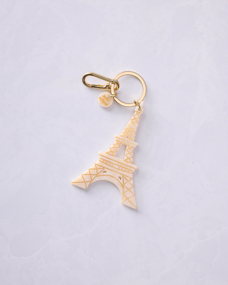 Solar Eclipse - Hand Painted Eiffel Tower Bag Charm + Keychain - Ivory - Printfresh