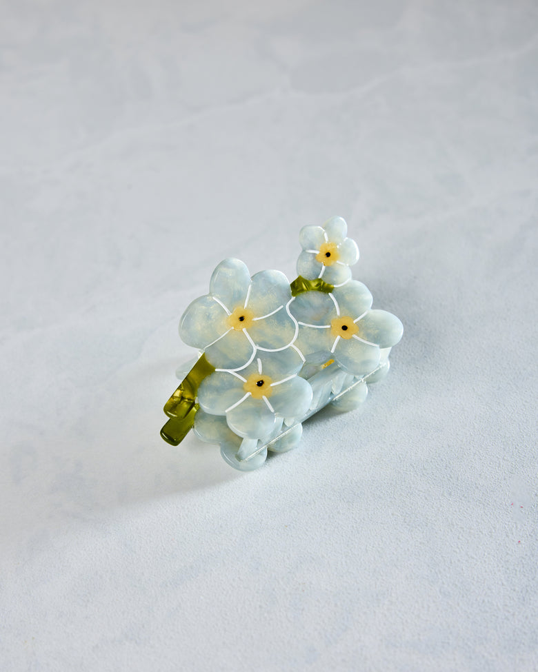 Blue Combo - Hand Painted Forget Me Not Claw Hair Clip - Solar Eclipse - Printfresh
