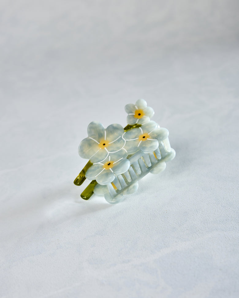 Blue Combo - Hand Painted Forget Me Not Claw Hair Clip - Solar Eclipse - Printfresh