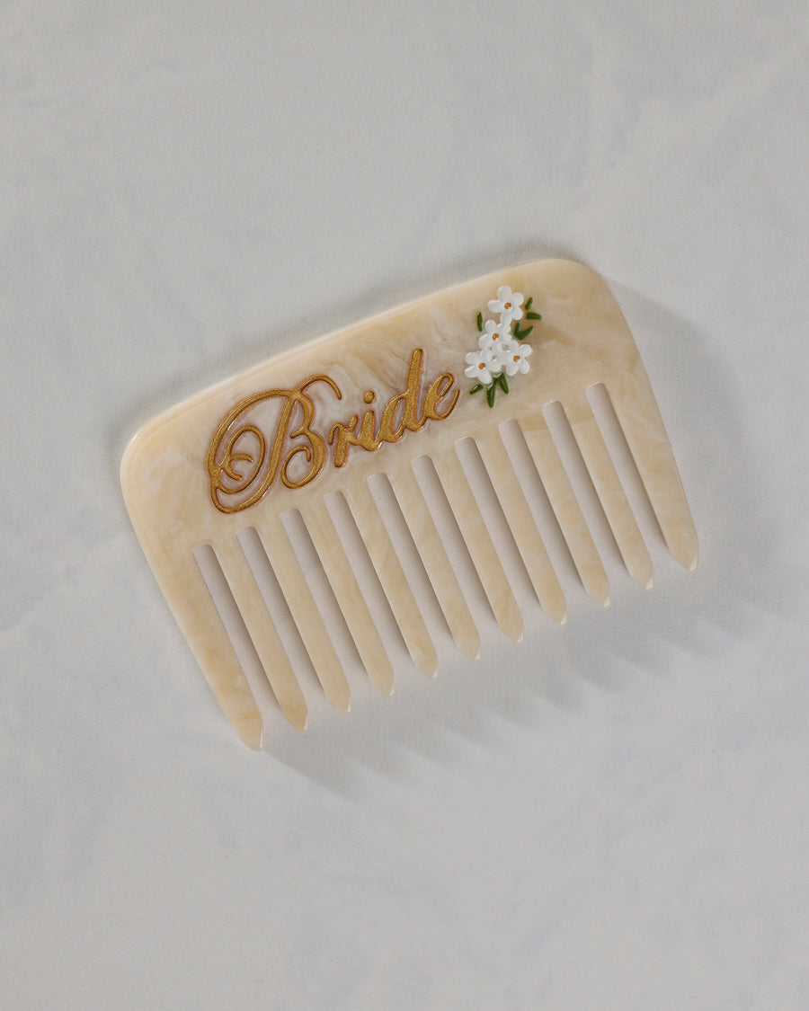 Cream - Hand Painted Bride Pocket Comb - Solar Eclipse