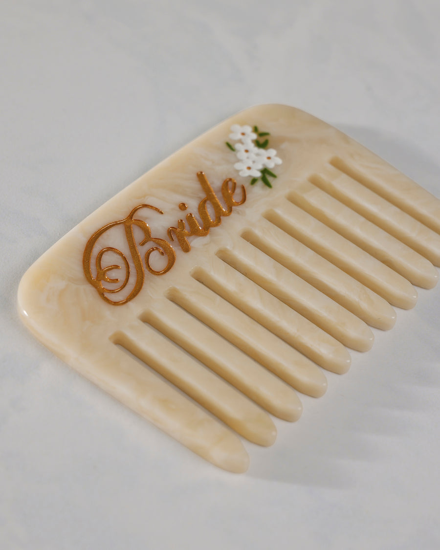 Cream - Hand Painted Bride Pocket Comb - Solar Eclipse