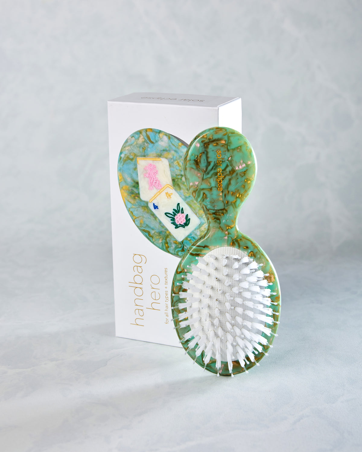 Seafoam Combo - Hand Painted Flower Mahjong Handbag Hero Brush - Solar Eclipse - Printfresh