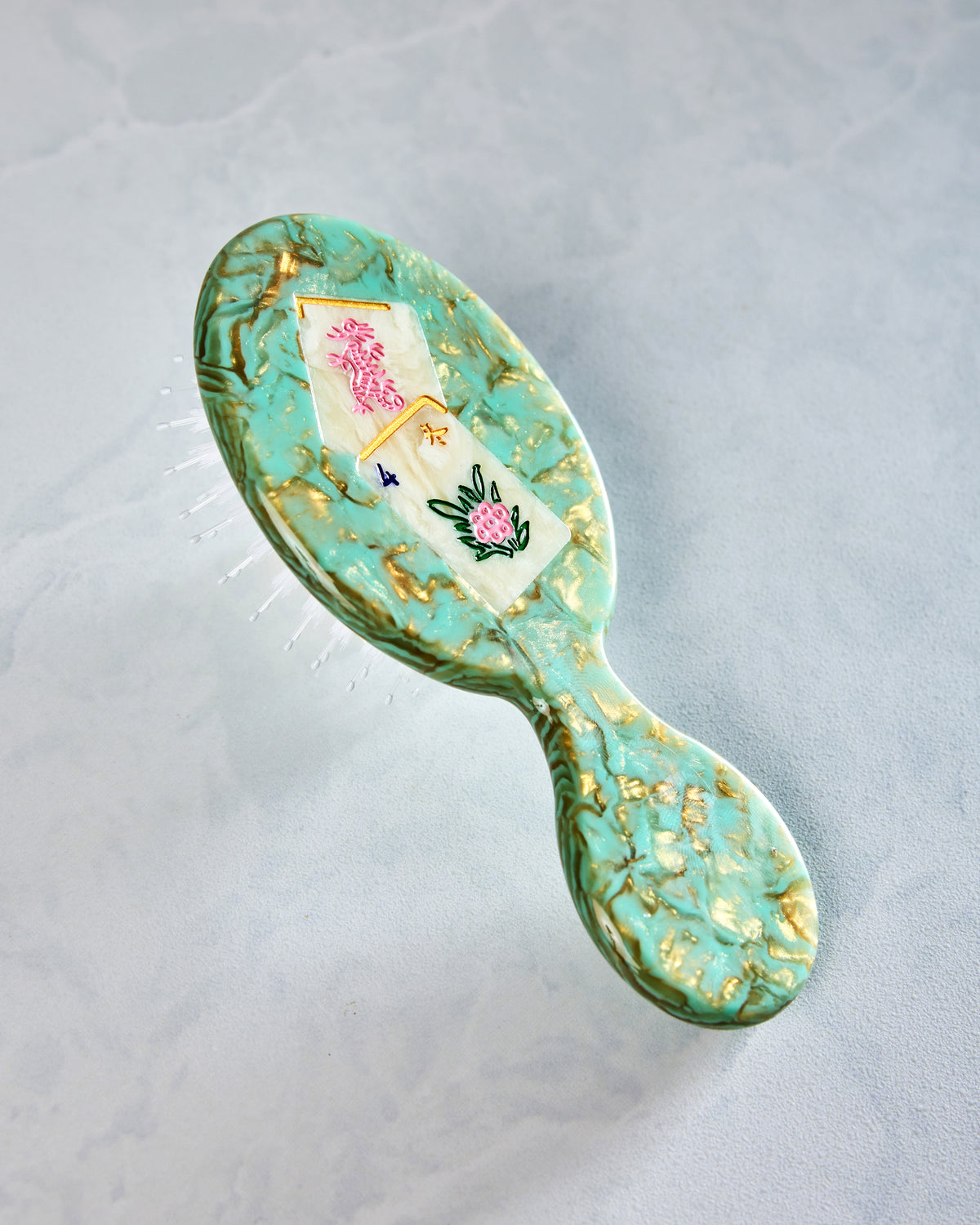 Seafoam Combo - Hand Painted Flower Mahjong Handbag Hero Brush - Solar Eclipse - Printfresh