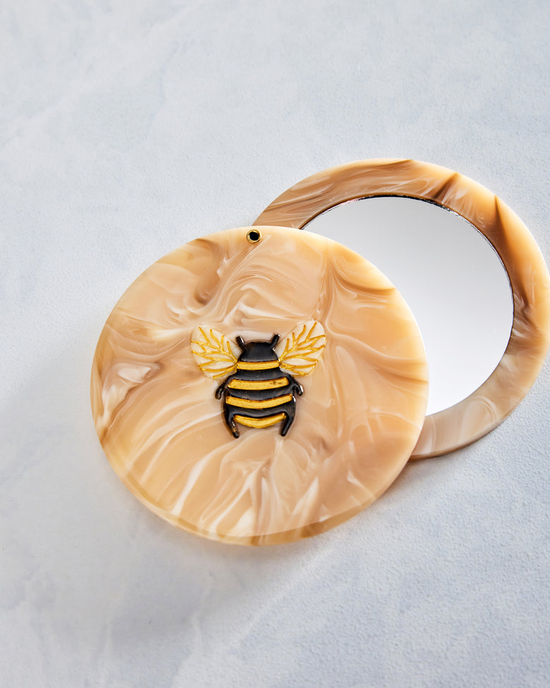 Honey Combo - Hand Painted Honey Bee Compact Mirror - Solar Eclipse - Printfresh