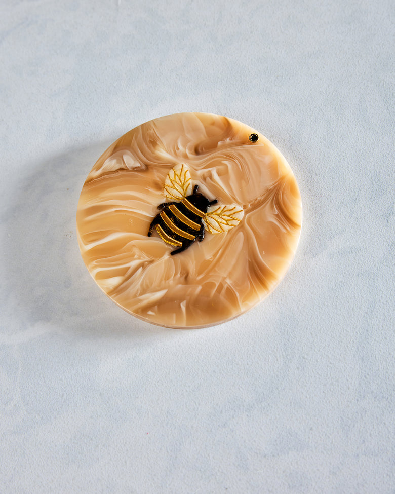 Honey Combo - Hand Painted Honey Bee Compact Mirror - Solar Eclipse - Printfresh
