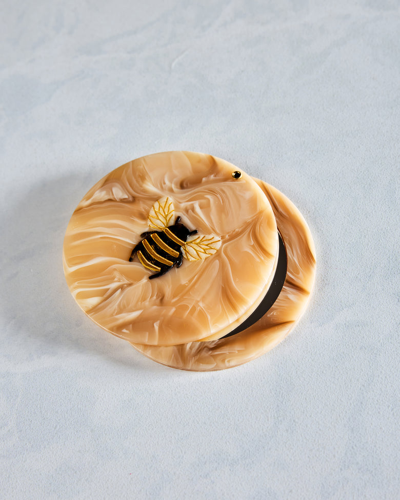Honey Combo - Hand Painted Honey Bee Compact Mirror - Solar Eclipse - Printfresh