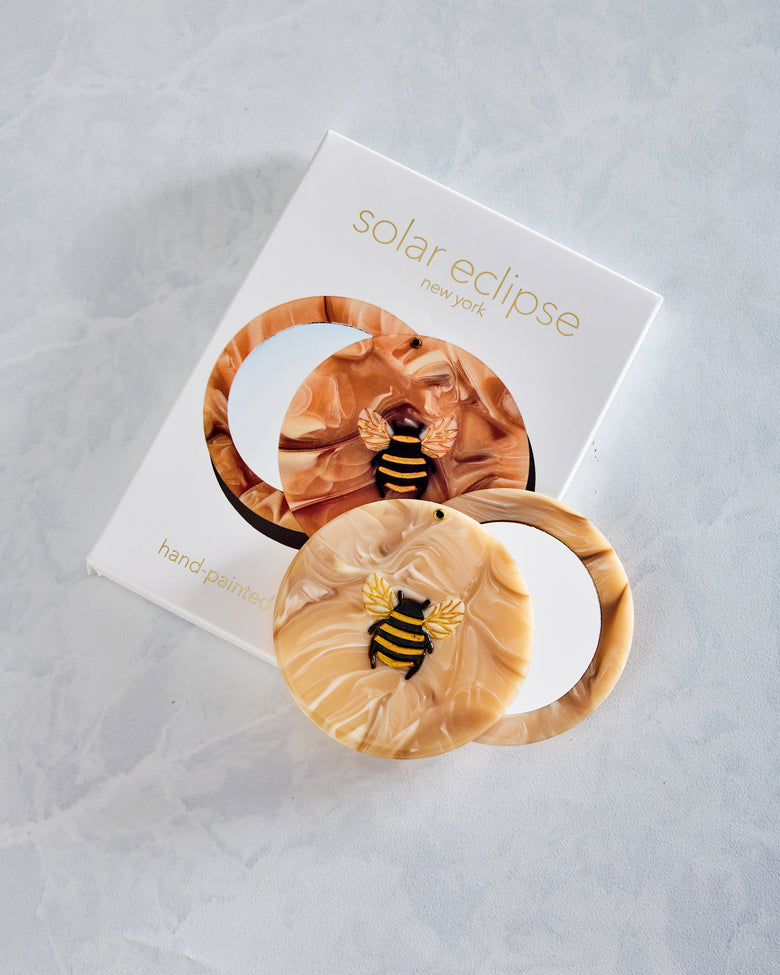 Honey Combo - Hand Painted Honey Bee Compact Mirror - Solar Eclipse - Printfresh