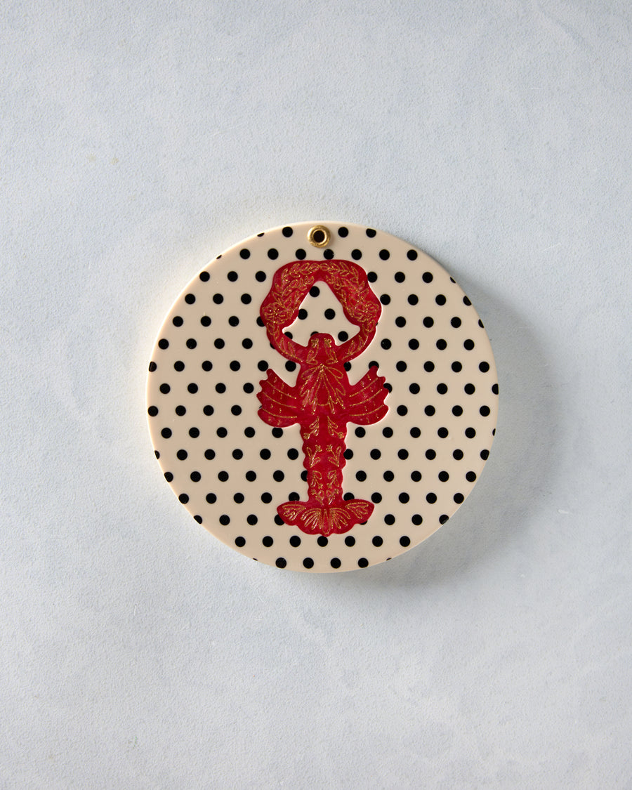 Polka Dot Combo - Hand Painted Lobster Compact Mirror - Solar Eclipse