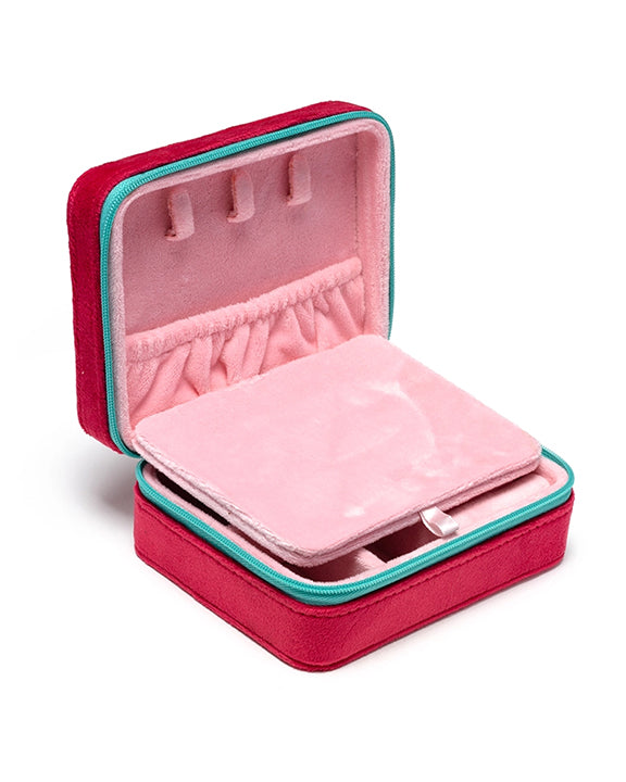 Strawberry - Velvet Jewelry Zip Case - Living Royal - Printfresh