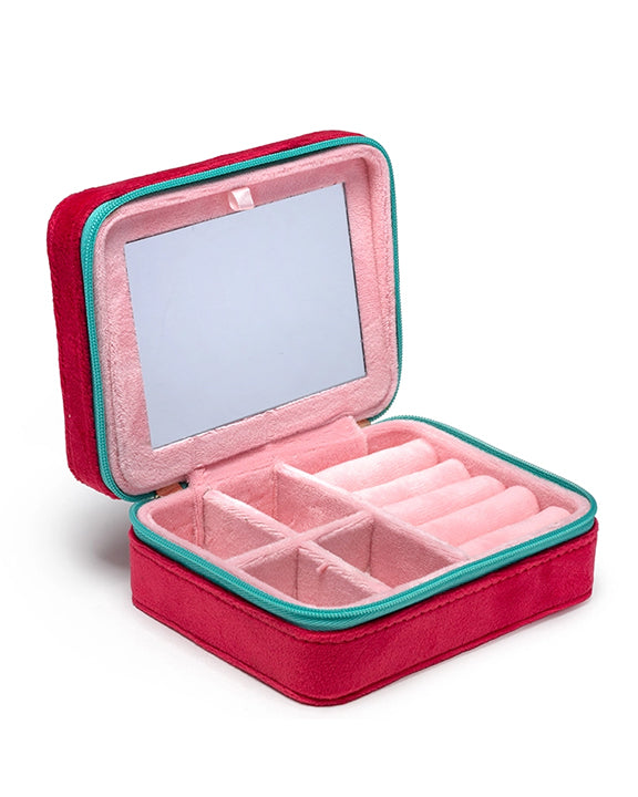 Strawberry - Velvet Jewelry Zip Case - Living Royal - Printfresh